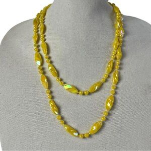Vintage Plastic Yellow Necklace 46”